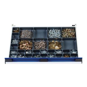 43020489 Bott deep plastic box kit suitable for Cubio drawer cabinets with 525mm wide x 525mm deep drawers. Plastic box kit to suit drawer heights of 100mm+. Kit consists of 13 plastic boxes with the following sizes:   2 x 50mm x 75mm boxes 2 x 75mm...